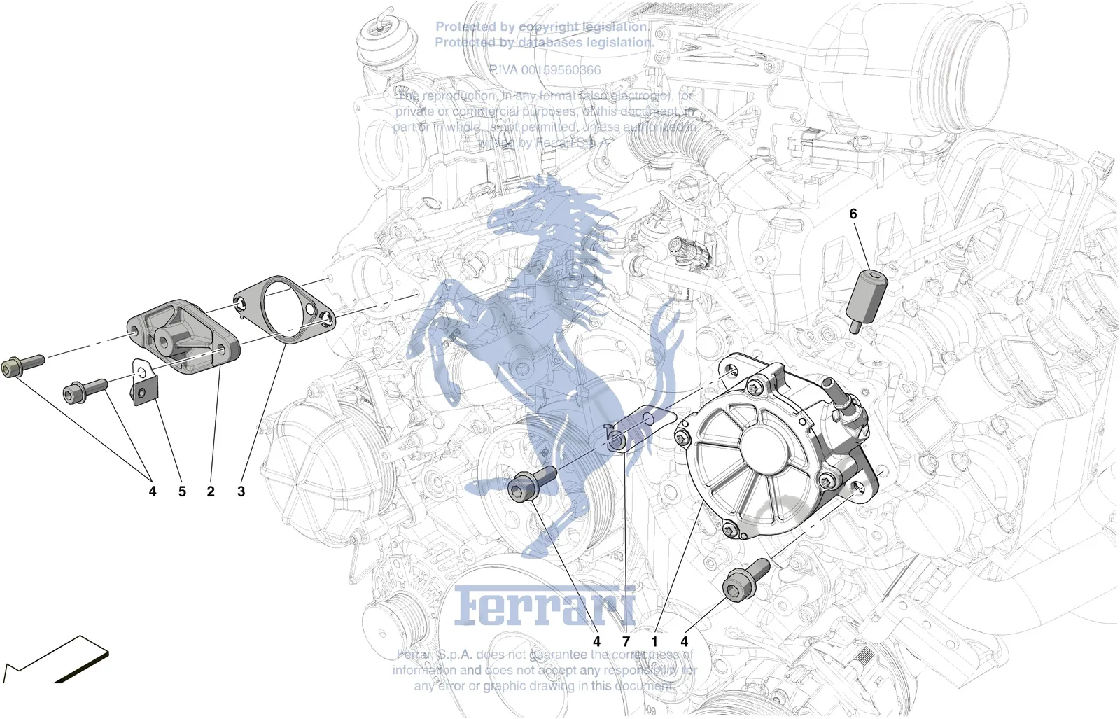 Ferrari 488 Pista Spider Vacuum Pump exploded diagram