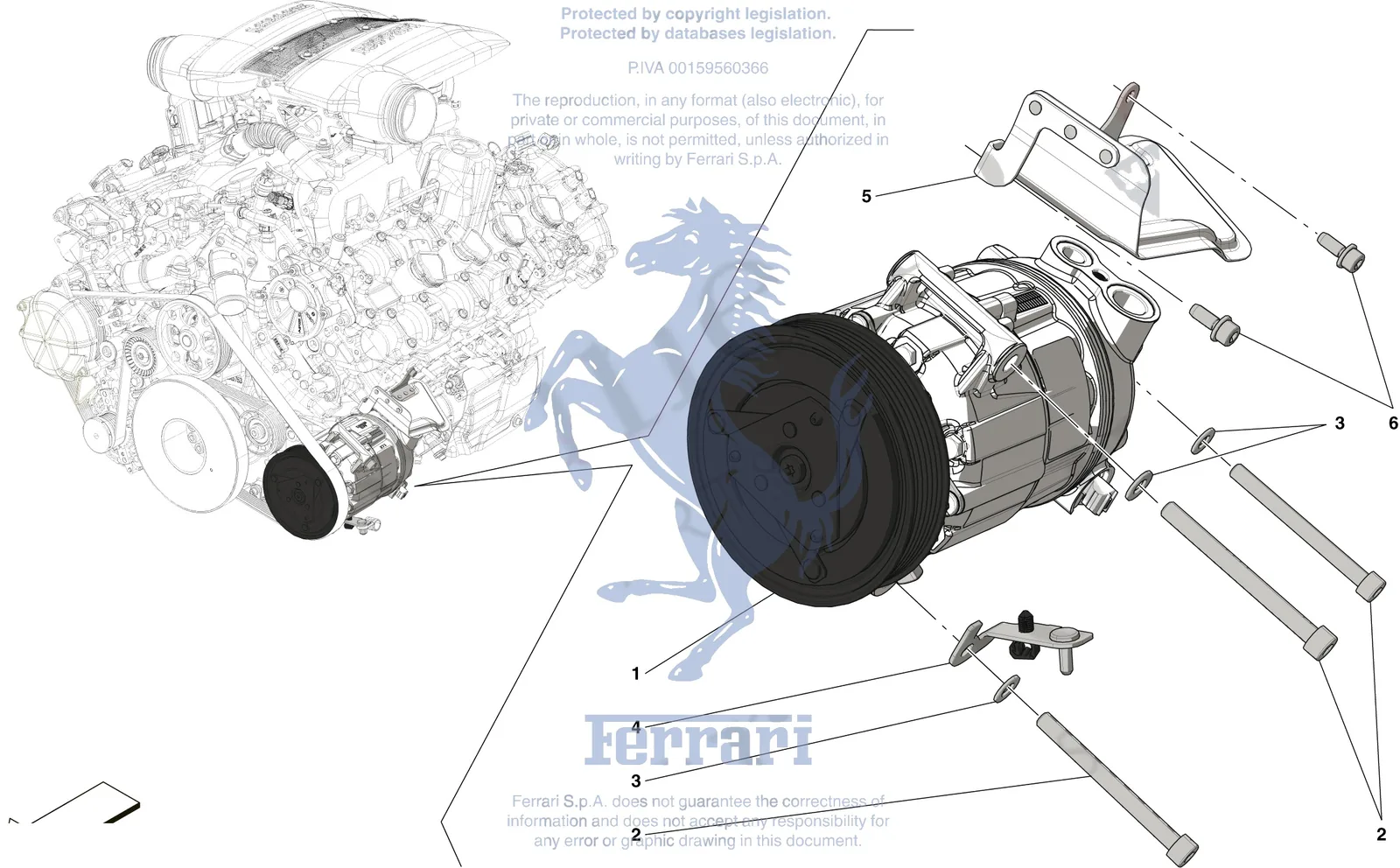 Screw Compressor Layout Ferrari 488 Pista Spider A/C Compressor — Parts Diagram 034 | AW Italian