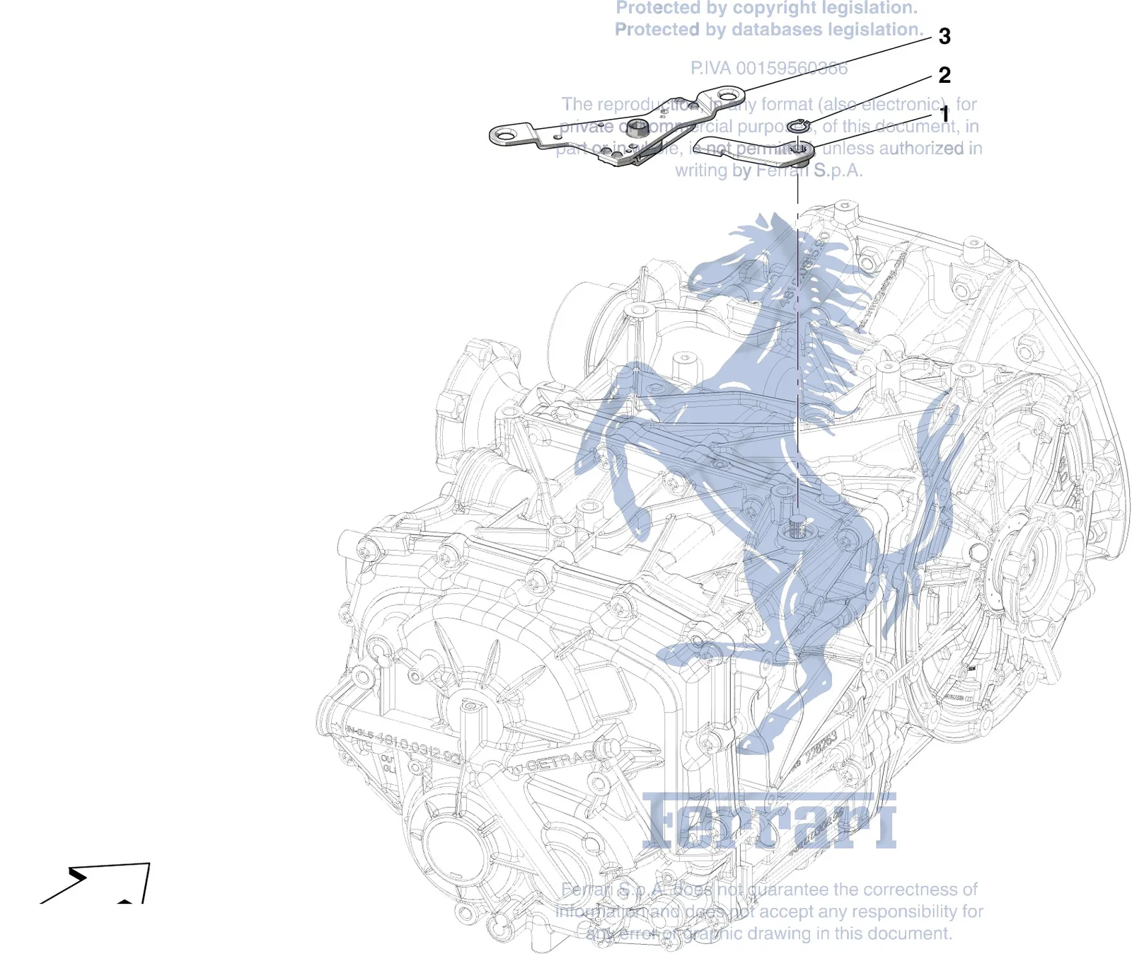 Ferrari 488 Pista Spider External Gearbox Controls exploded diagram