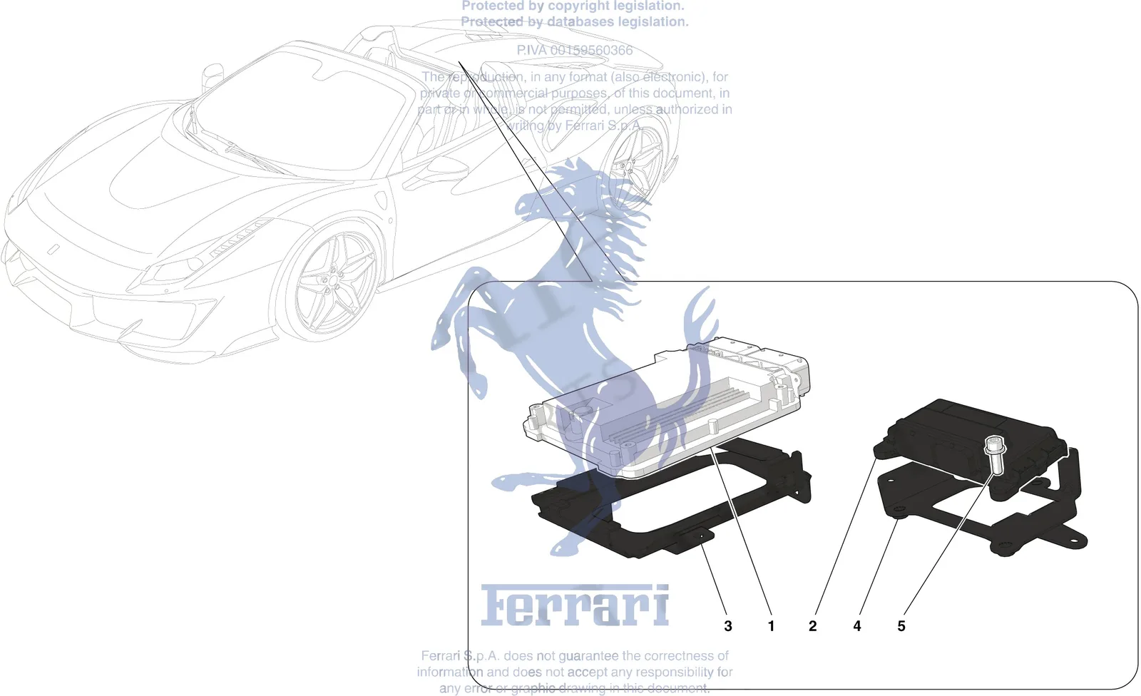 Ferrari 488 Pista Spider Engine Injection Control exploded diagram
