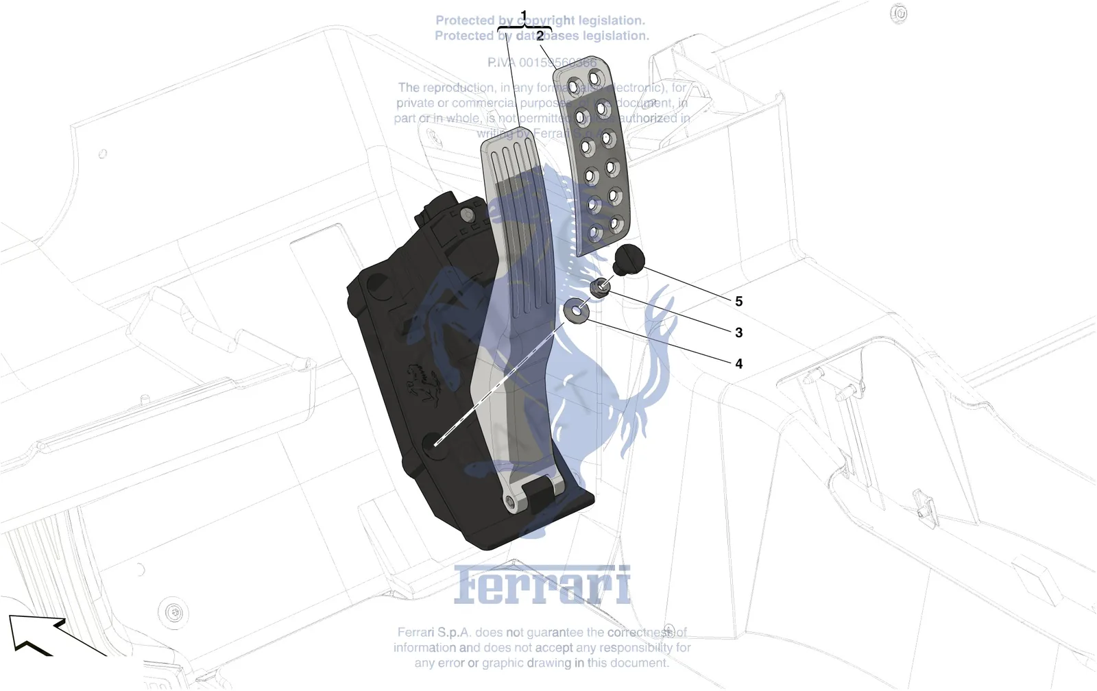Ferrari 488 Pista Spider Accelerator Control exploded diagram