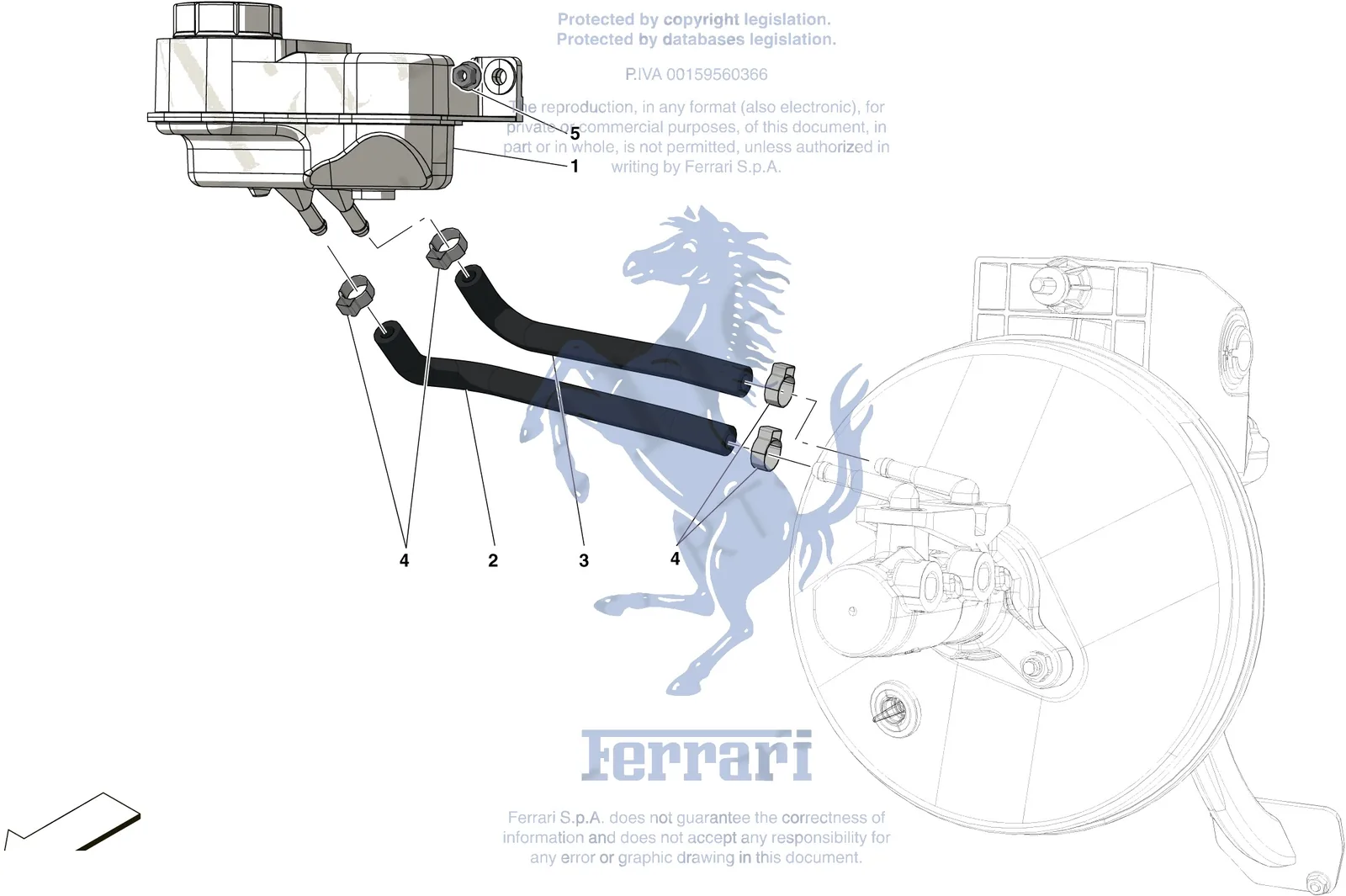Ferrari 488 Pista Spider Brake Master Cylinder Reservoir exploded diagram