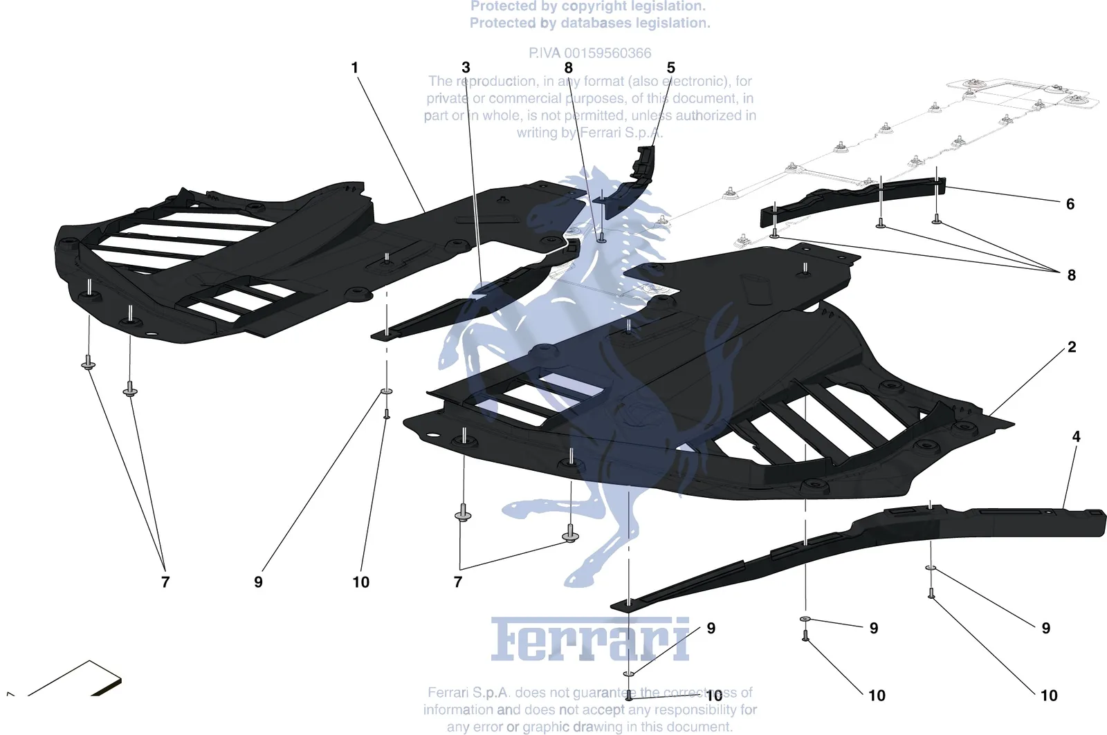 Ferrari 488 Pista Spider Front Shields exploded diagram