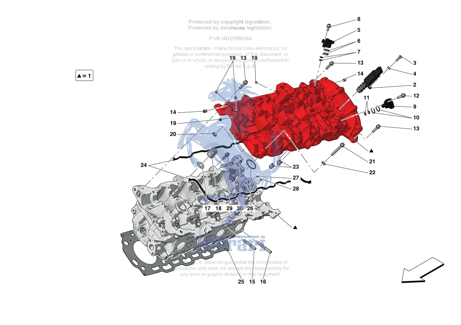 Ferrari 488 Pista [ENGINE] - B.08.02 - CYLINDER HEADS - LH HEAD exploded diagram