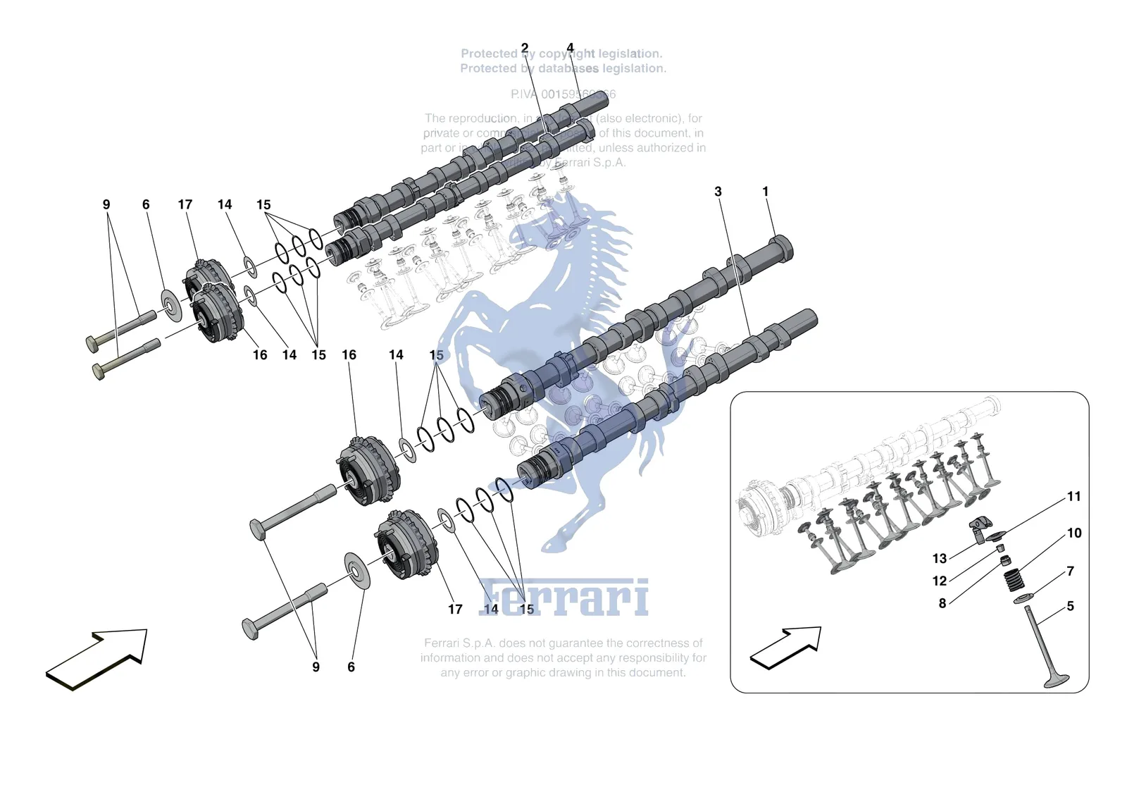 Ferrari 488 Pista [ENGINE] - B.08.03 - CYLINDER HEADS - TIMING exploded diagram