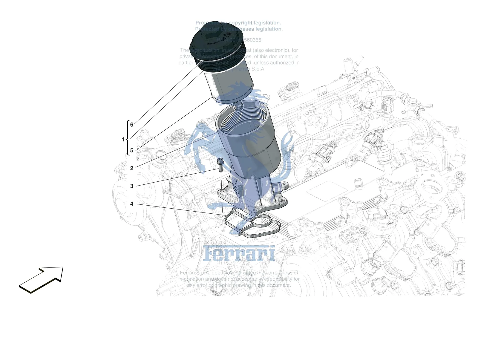 Ferrari 488 Pista [ENGINE] - B.11 - LUBRICATION FILTERS exploded diagram