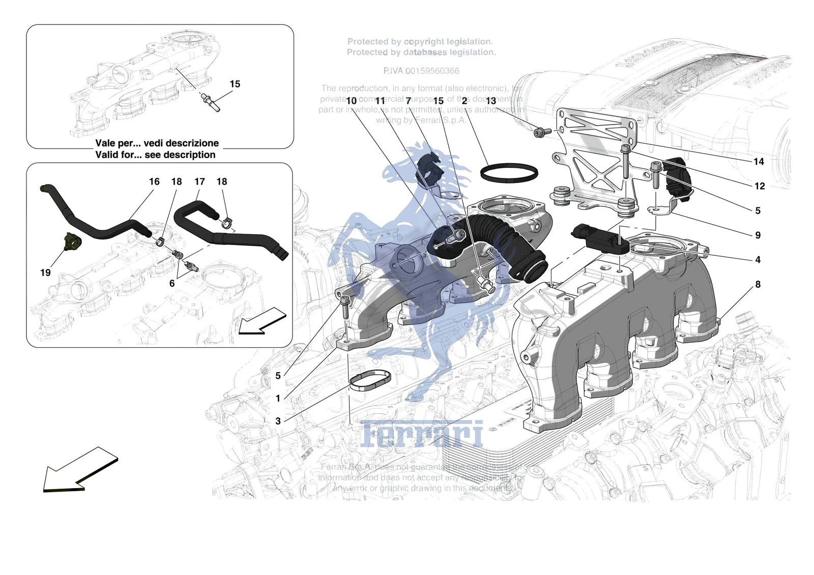 Ferrari 488 Pista [ENGINE] - B.14 - ENGINE INTAKE DUCT exploded diagram