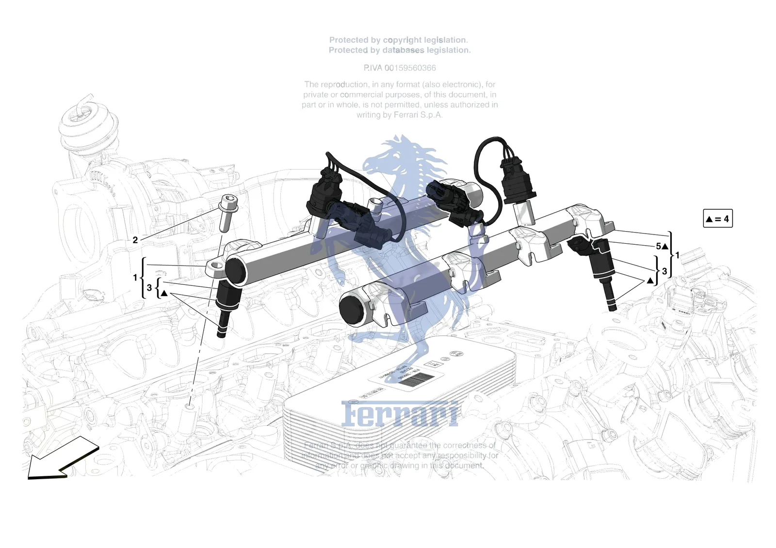 Ferrari 488 Pista [ENGINE] - B.17 - INJECTOR PIPES exploded diagram