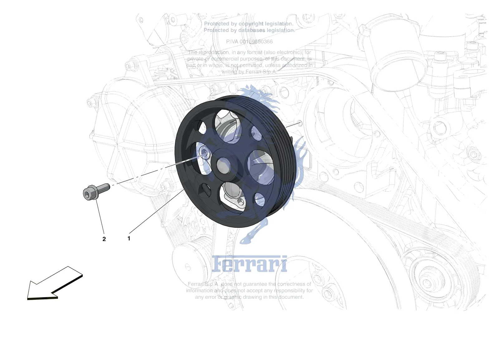 Ferrari 488 Pista [ENGINE] - B.24 - ENGINE COOLING SYSTEM PUMP exploded diagram