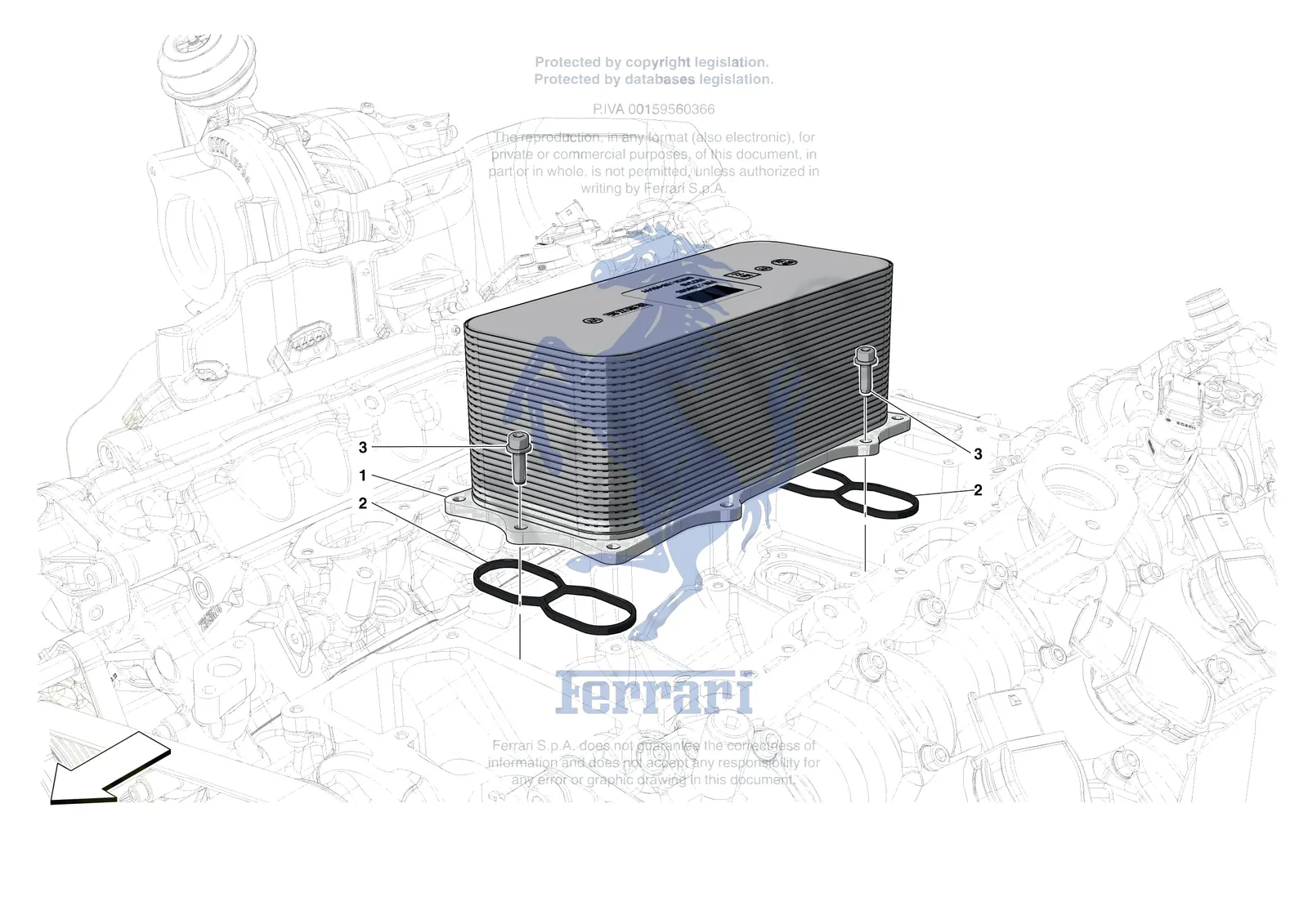 Ferrari 488 Pista [ENGINE] - B.26 - ENGINE HEAT EXCHANGER exploded diagram