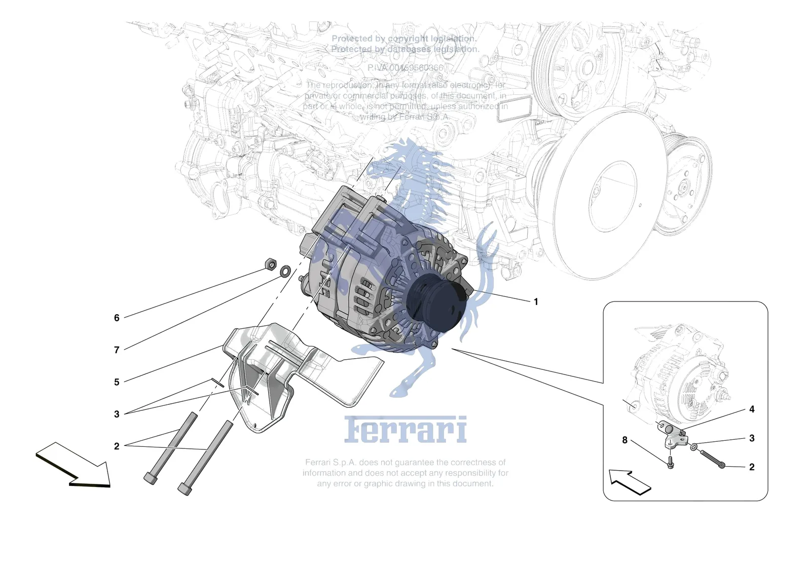 Ferrari 488 Pista [ENGINE] - B.32 - ALTERNATOR exploded diagram