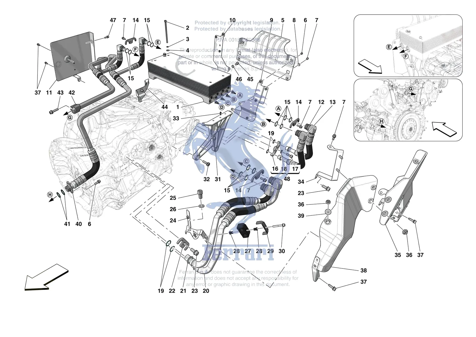 Ferrari 488 Pista [GEARBOX] - C.03.02 - GEARBOX OIL HEAT EXCHANGER AND PIPES - HEAT EXCHANGER AND REAR PIPES exploded diagram
