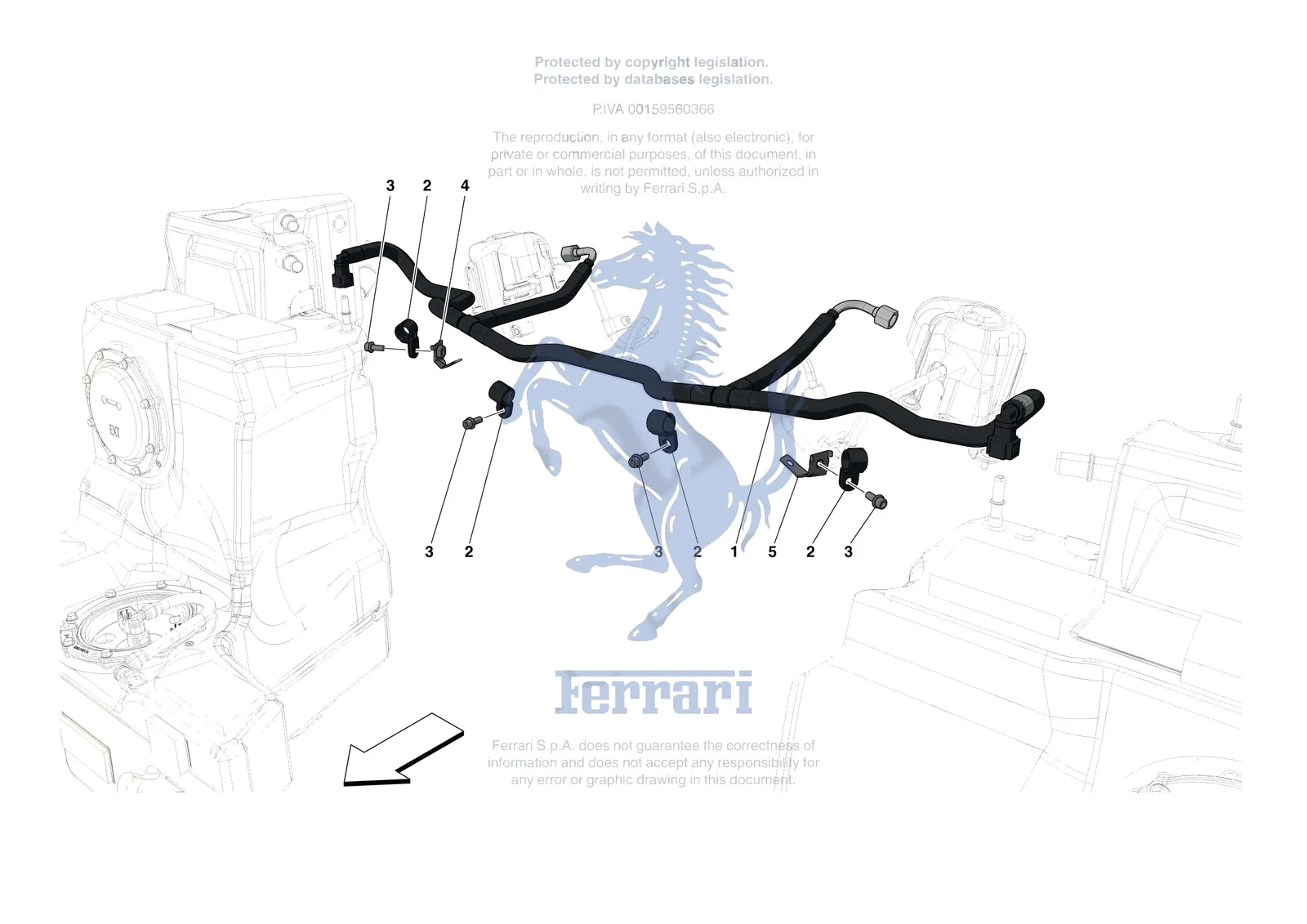 Ferrari 488 Pista [MECHANICAL SYSTEM] - D.02 - ENGINE FUEL DELIVERY PIPES exploded diagram