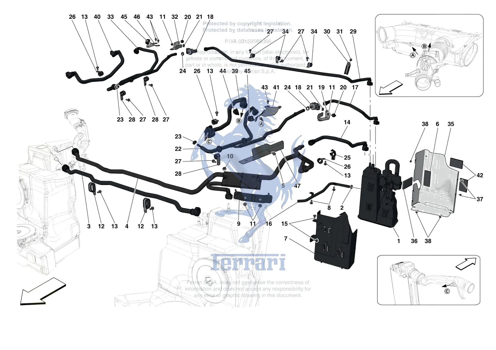 Ferrari 488 Pista [MECHANICAL SYSTEM] - D.13 - EVAPORATIVE EMISSIONS CONTROL SYSTEM exploded diagram