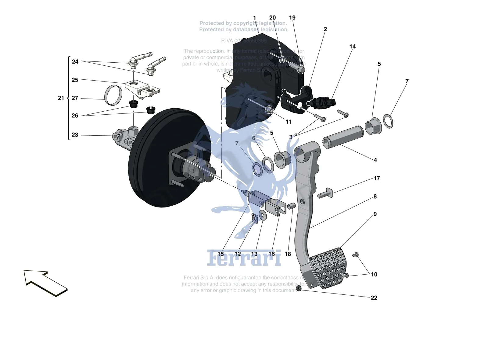 Ferrari 488 Pista [MECHANICAL SYSTEM] - D.20 - PEDAL BOARD exploded diagram
