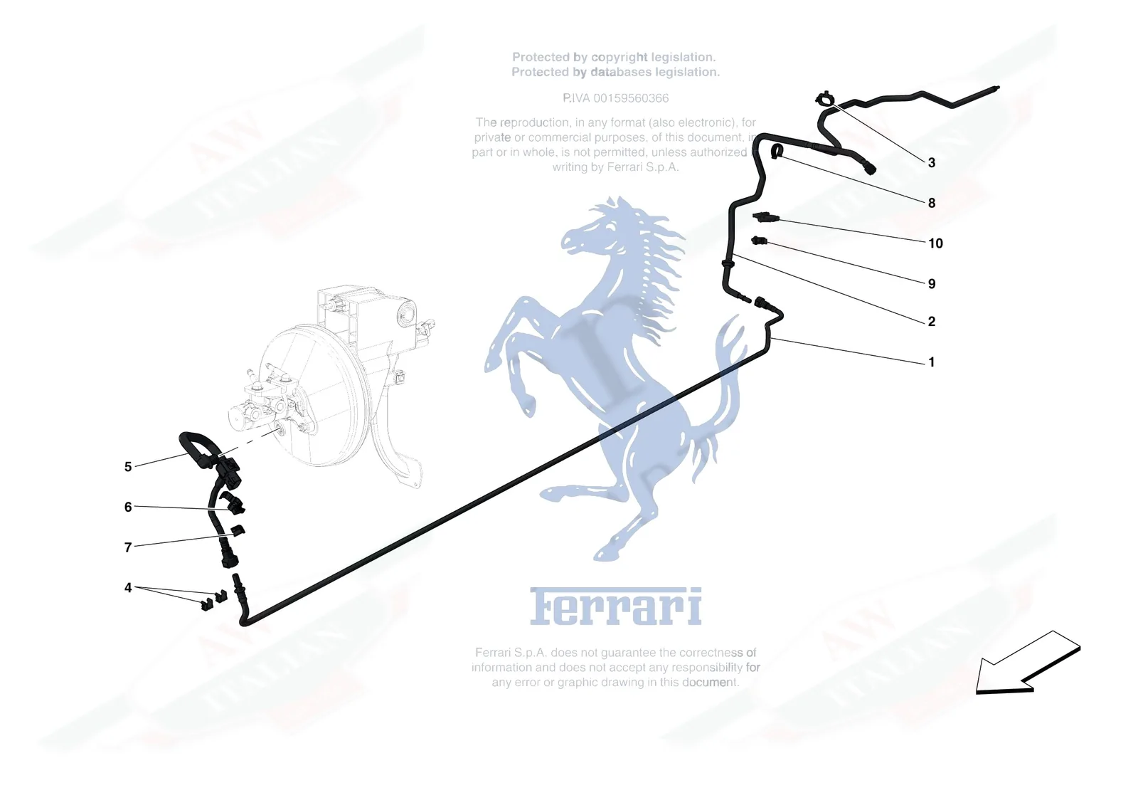 Ferrari 488 Pista [MECHANICAL SYSTEM] - D.21 - SERVO BRAKE PIPES exploded diagram
