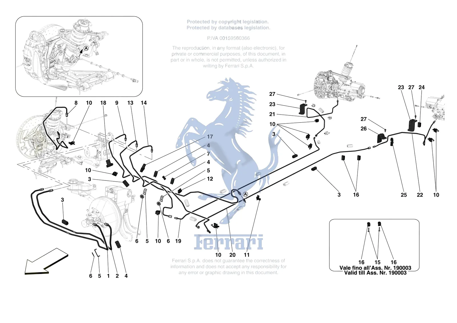 Ferrari 488 Pista [MECHANICAL SYSTEM] - D.23.01 - HYDRAULIC BRAKE CONTROL PIPES -Not for RHD- exploded diagram