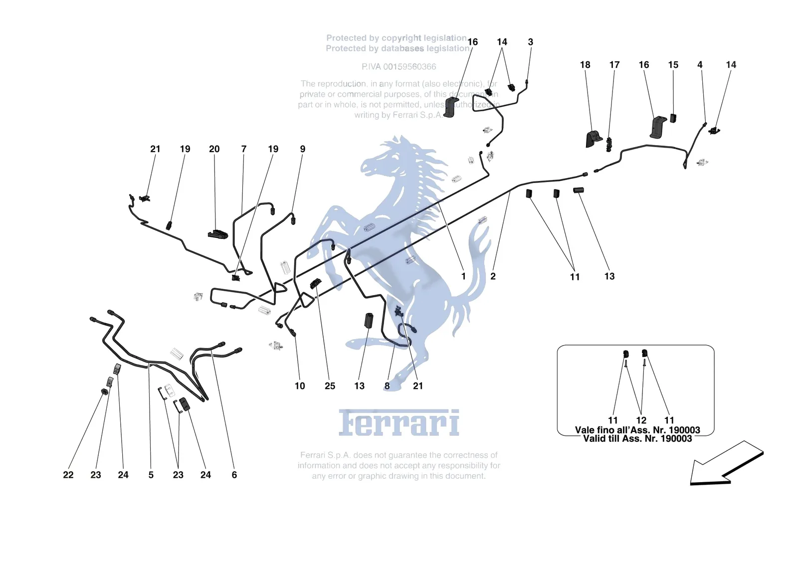 Ferrari 488 Pista [MECHANICAL SYSTEM] - D.23.02 - HYDRAULIC BRAKE CONTROL PIPES -Applicable for RHD- exploded diagram