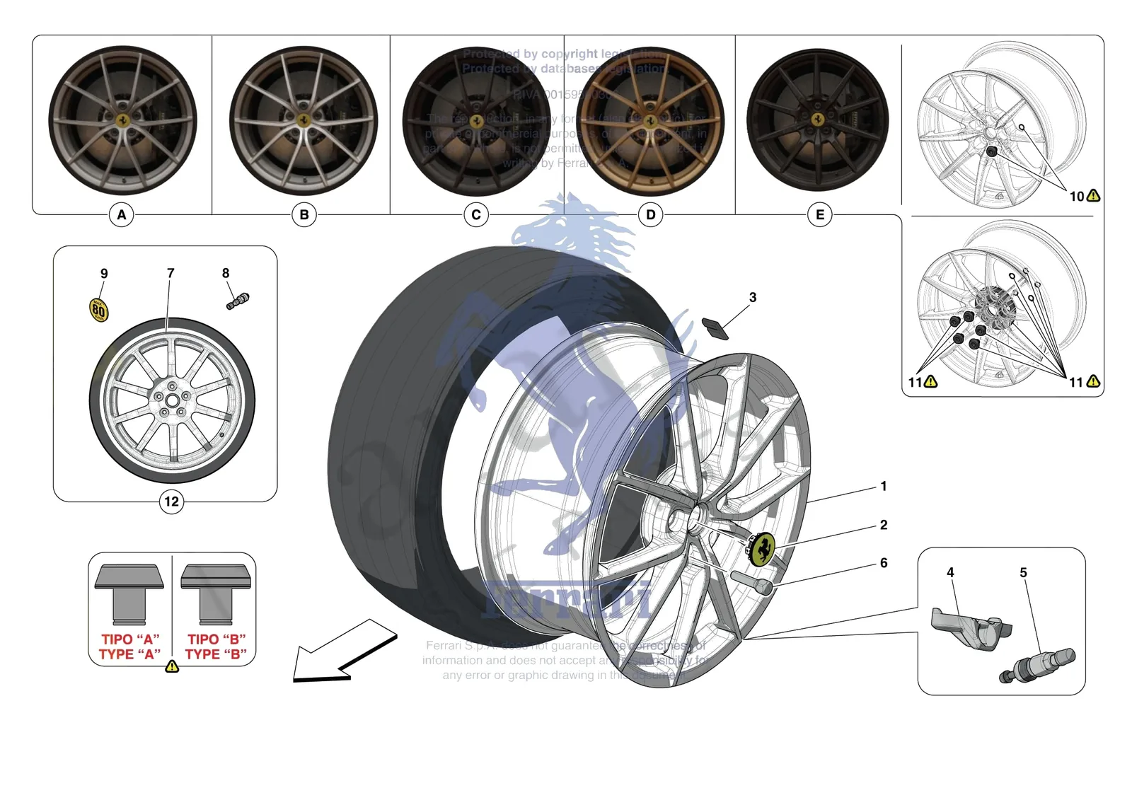 Ferrari 488 Pista [MECHANICAL SYSTEM] - D.29 - COMPLETE WHEELS exploded diagram