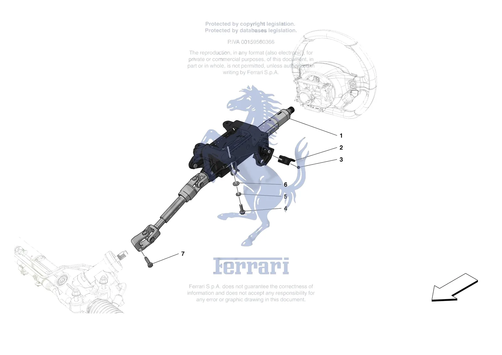 Ferrari 488 Pista [MECHANICAL SYSTEM] - D.30.01 - STEERING WHEEL AND STEERING SYSTEM - STEERING COLUMN exploded diagram