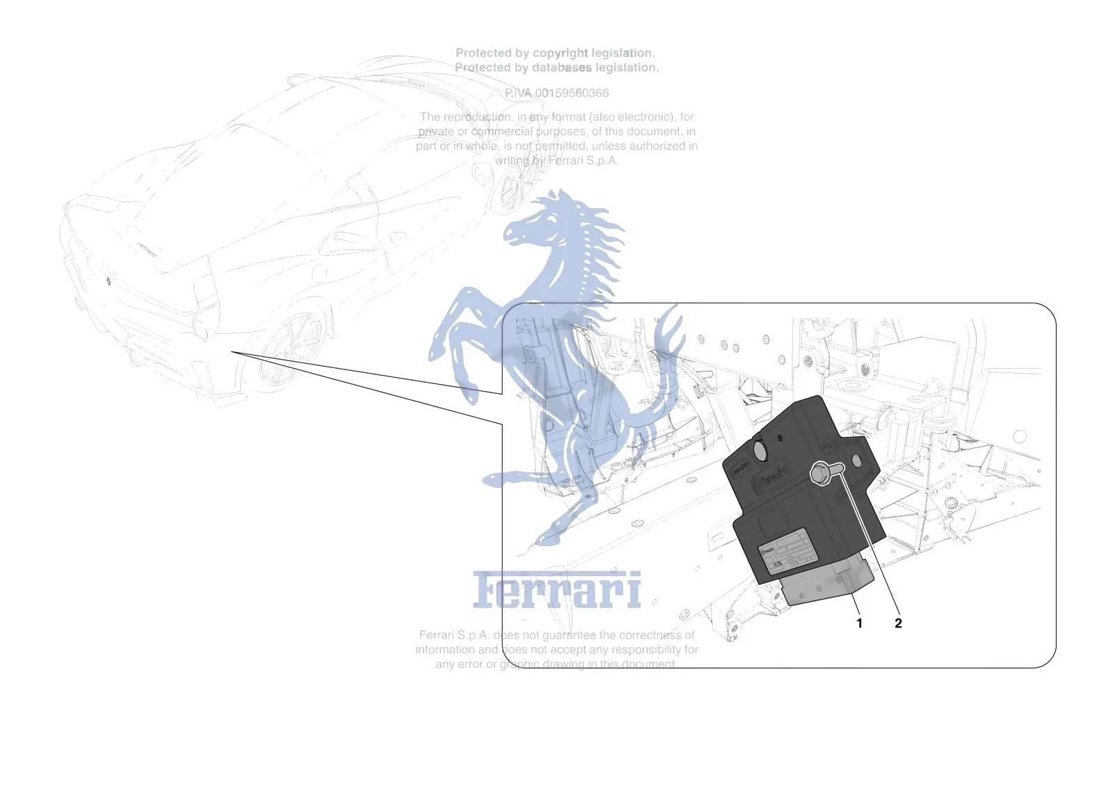 Ferrari 488 Pista [MECHANICAL SYSTEM] - D.33 - PARKING BRAKE CONTROL exploded diagram