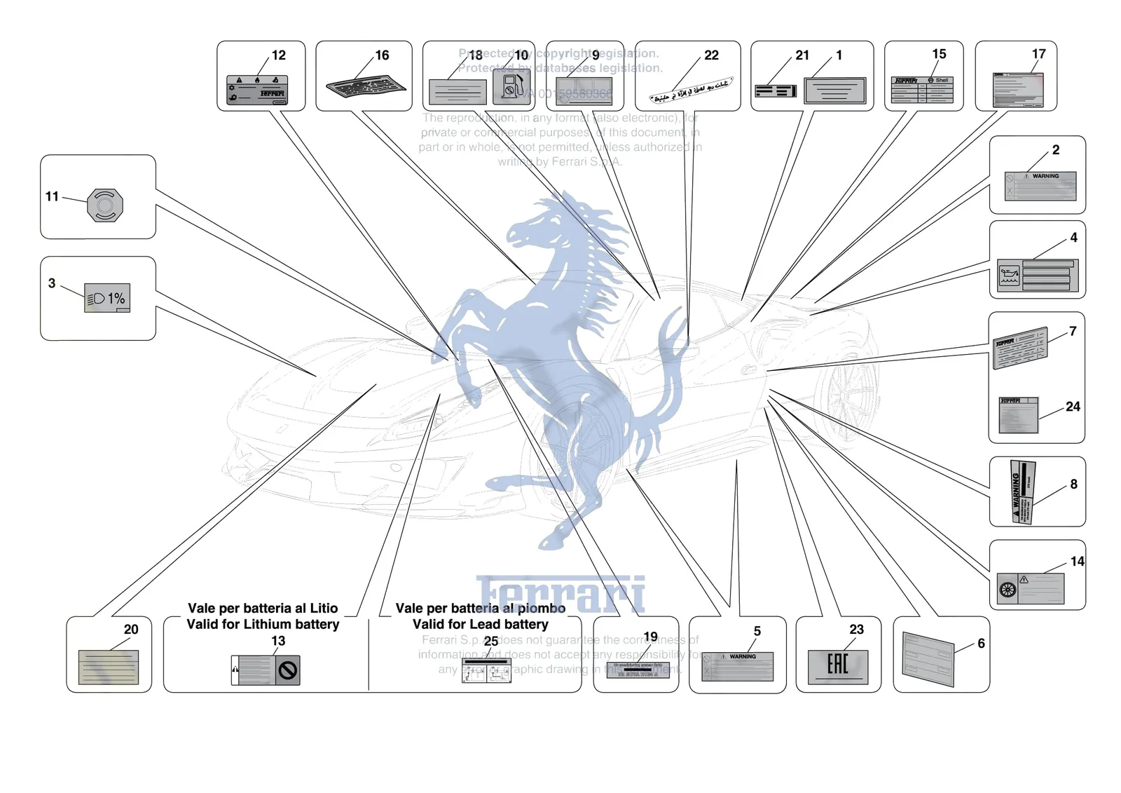 Ferrari 488 Pista [MECHANICAL SYSTEM] - D.37 - PLATES exploded diagram