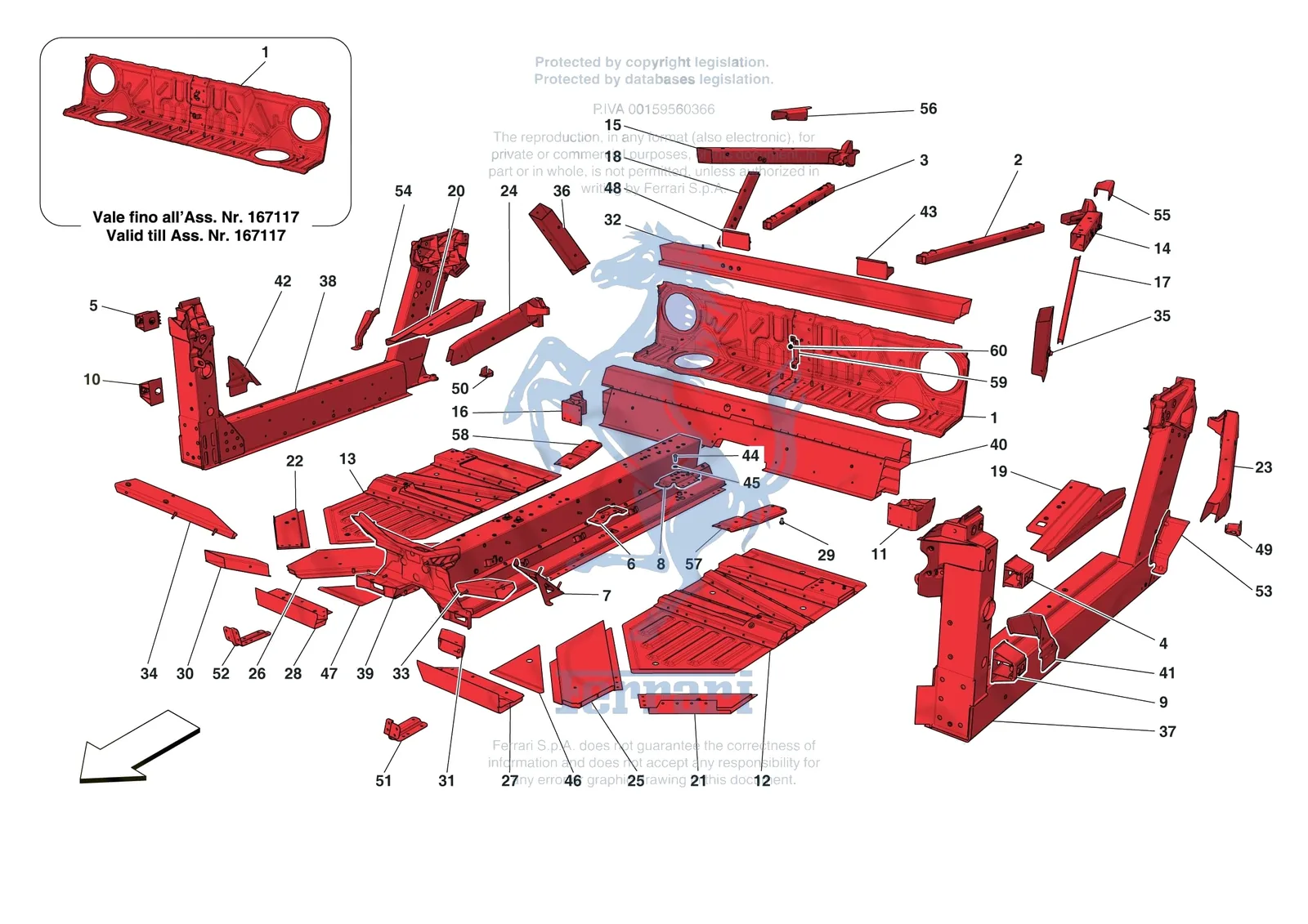 Ferrari 488 Pista [VEHICLE TRIM] - E.01.02 - STRUCTURES AND ELEMENTS CENTRE OF VEHICLE exploded diagram