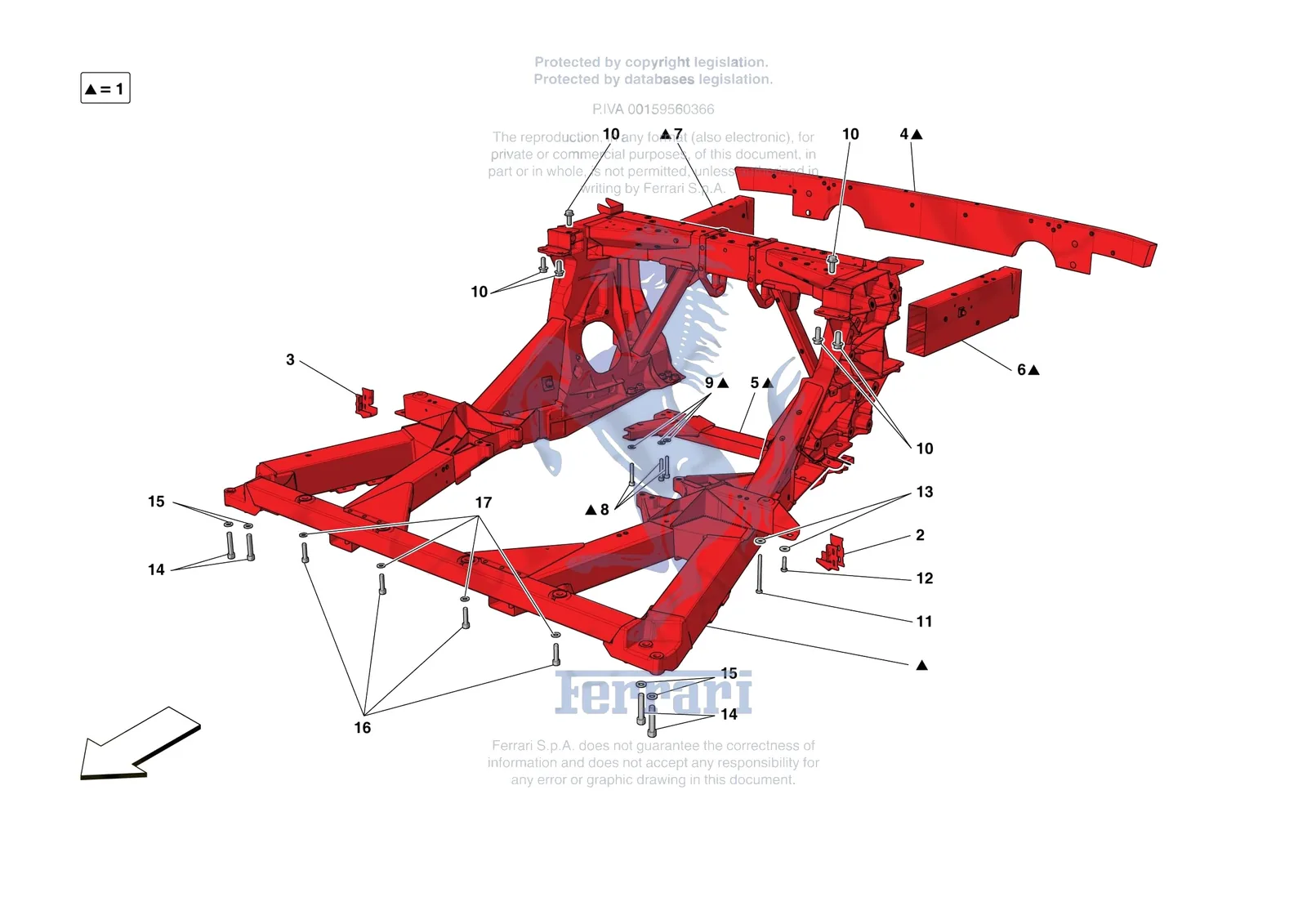 Ferrari 488 Pista [VEHICLE TRIM] - E.01.03 - STRUCTURES AND ELEMENTS REAR OF VEHICLE exploded diagram
