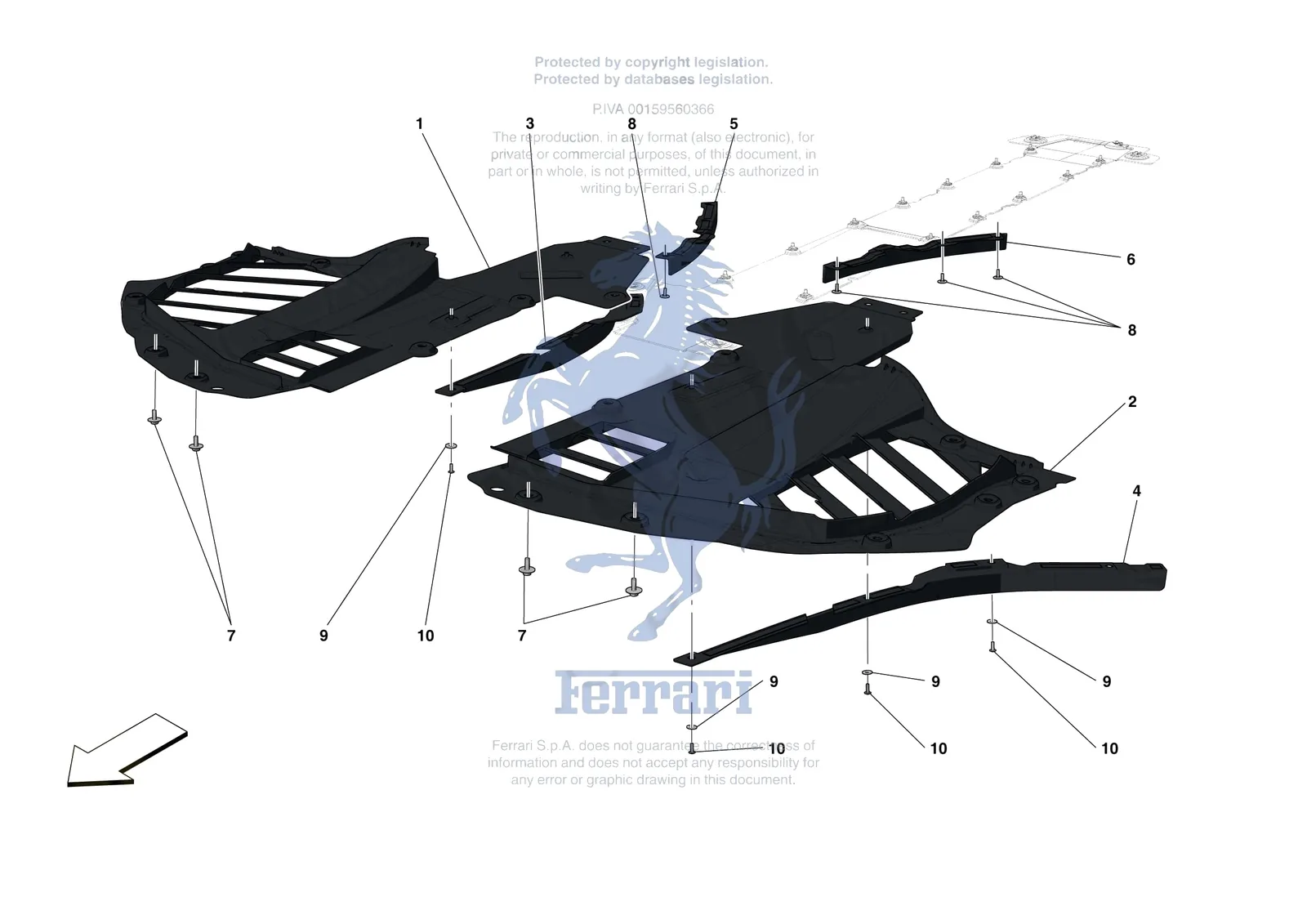 Ferrari 488 Pista [VEHICLE TRIM] - E.14 - FRONT SHIELDS exploded diagram