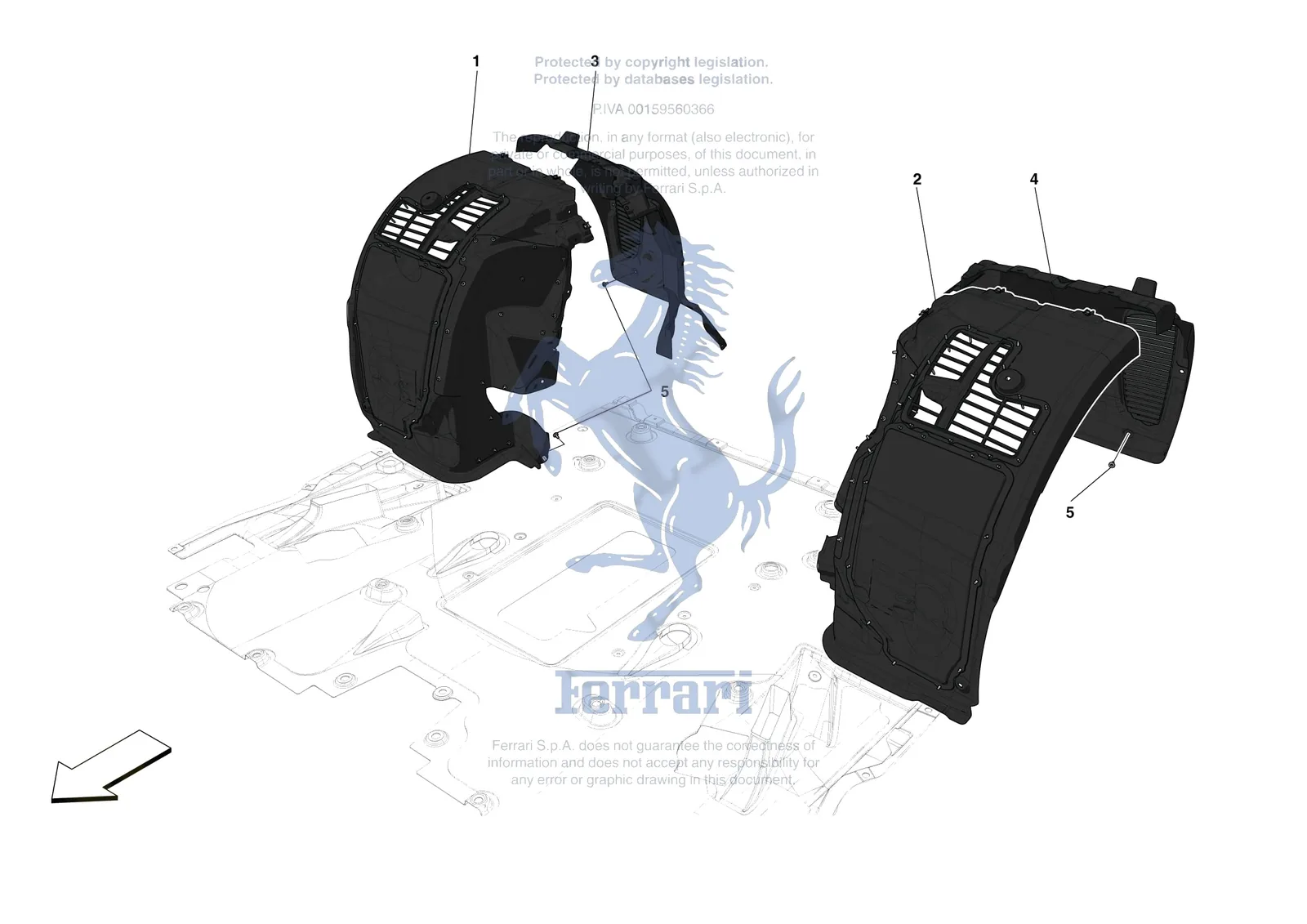 Ferrari 488 Pista [VEHICLE TRIM] - E.18 - REAR WHEELHOUSE exploded diagram