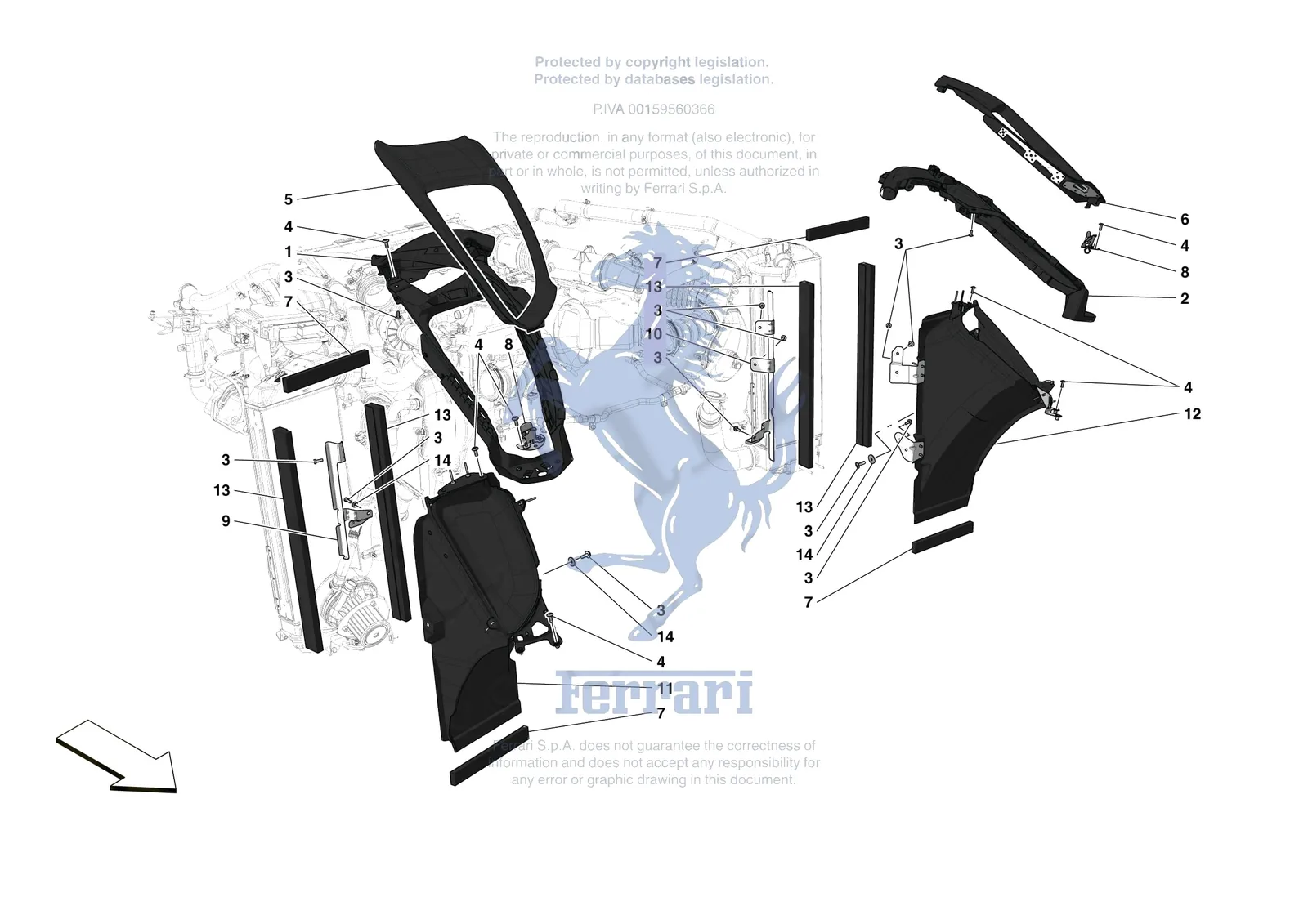 Ferrari 488 Pista [VEHICLE TRIM] - E.23 - LATERAL AIR INTAKES exploded diagram