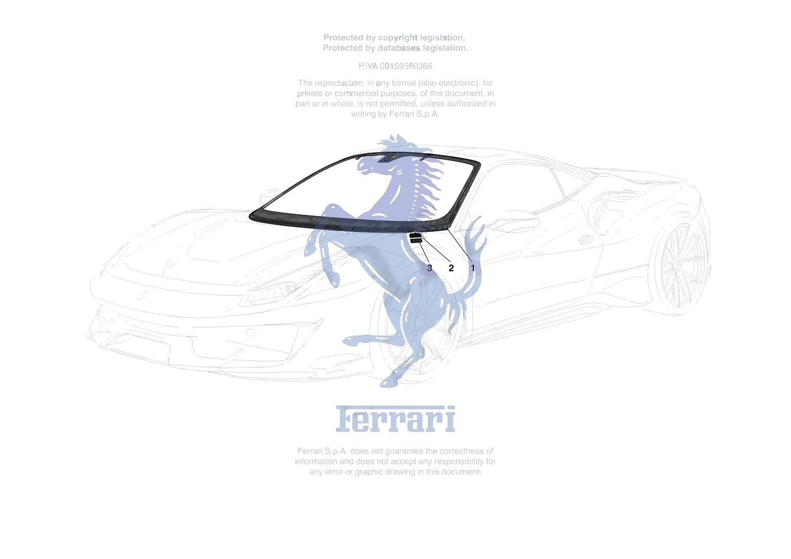 Ferrari 488 Pista [VEHICLE TRIM] - E.25 - WINDSCREEN exploded diagram