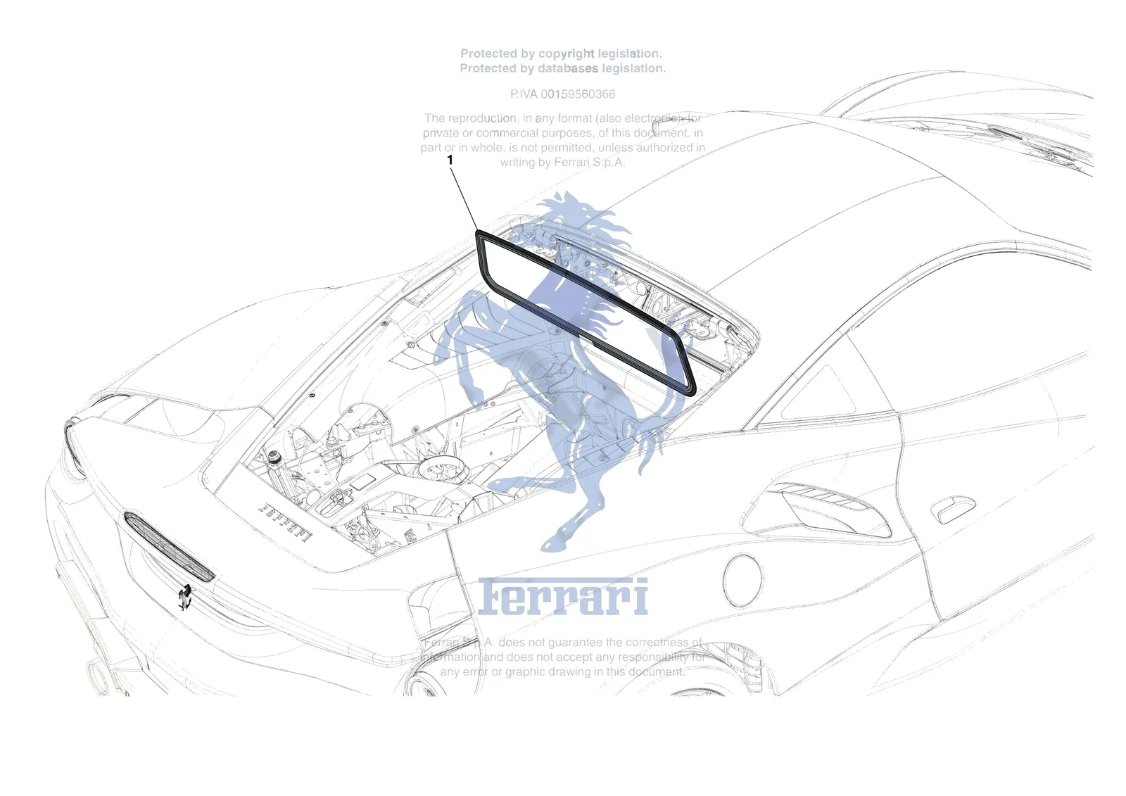 Ferrari 488 Pista [VEHICLE TRIM] - E.26 - REAR SCREEN exploded diagram