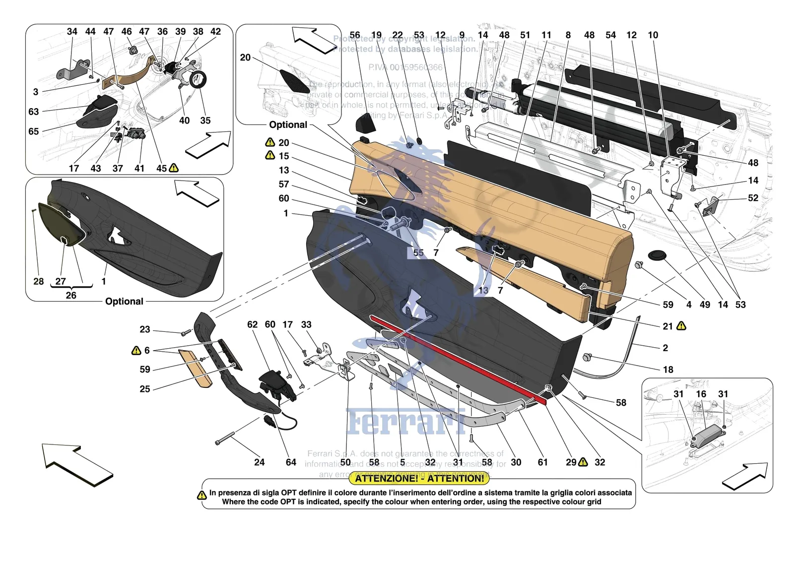 Ferrari 488 Pista [VEHICLE TRIM] - E.29.01 - DOORS - TRIM exploded diagram
