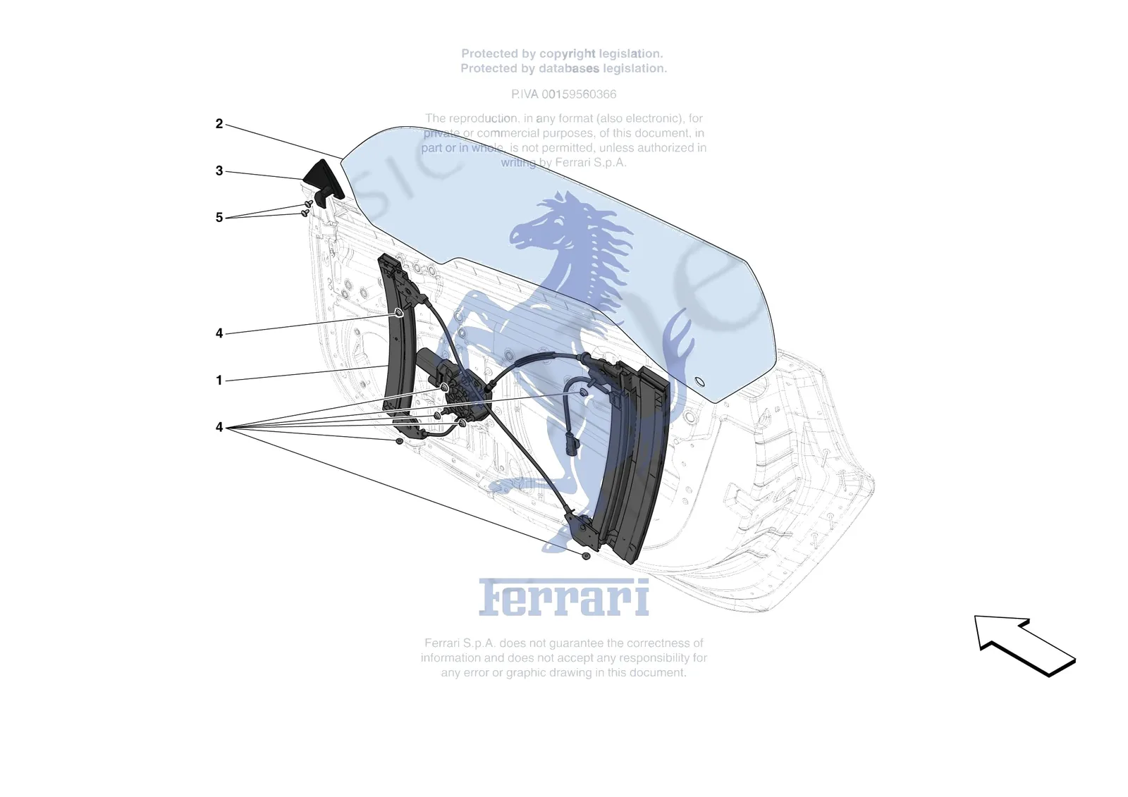 Ferrari 488 Pista [VEHICLE TRIM] - E.29.03 - DOORS - WINDOW AND WINDOW LIFTER exploded diagram