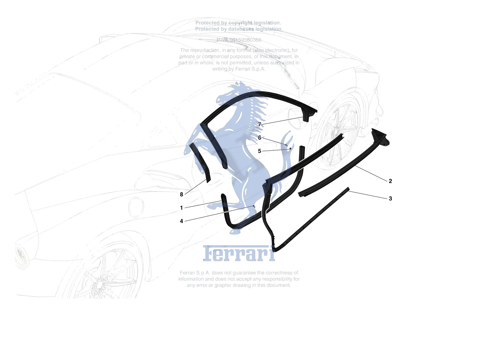 Ferrari 488 Pista [VEHICLE TRIM] - E.32 - DOOR SEALS exploded diagram
