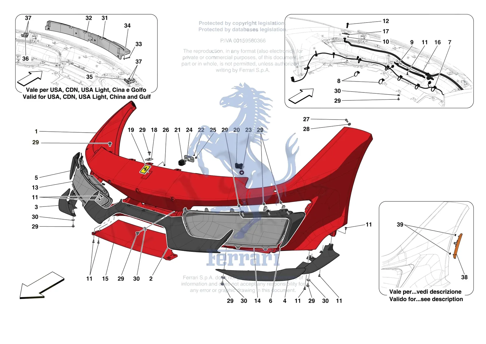 Ferrari 488 Pista [VEHICLE TRIM] - E.40 - FRONT BUMPER exploded diagram