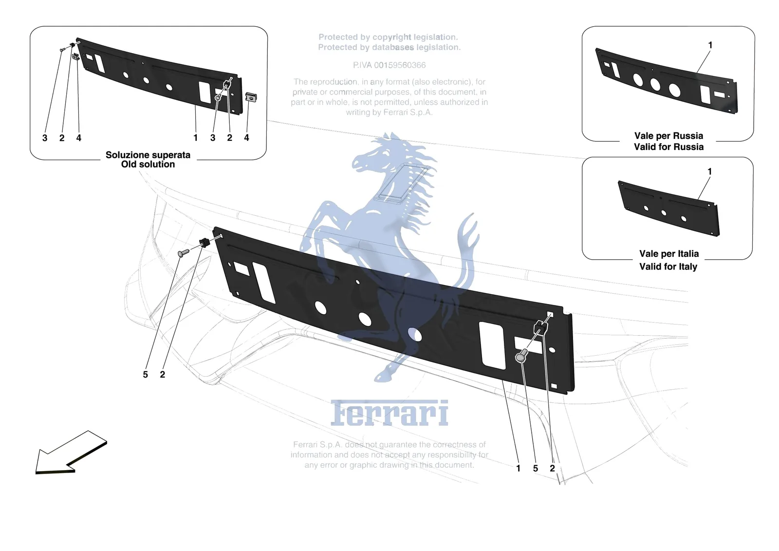 Ferrari 488 Pista [VEHICLE TRIM] - E.41 - INSTALLING FRONT LICENSE PLATE exploded diagram