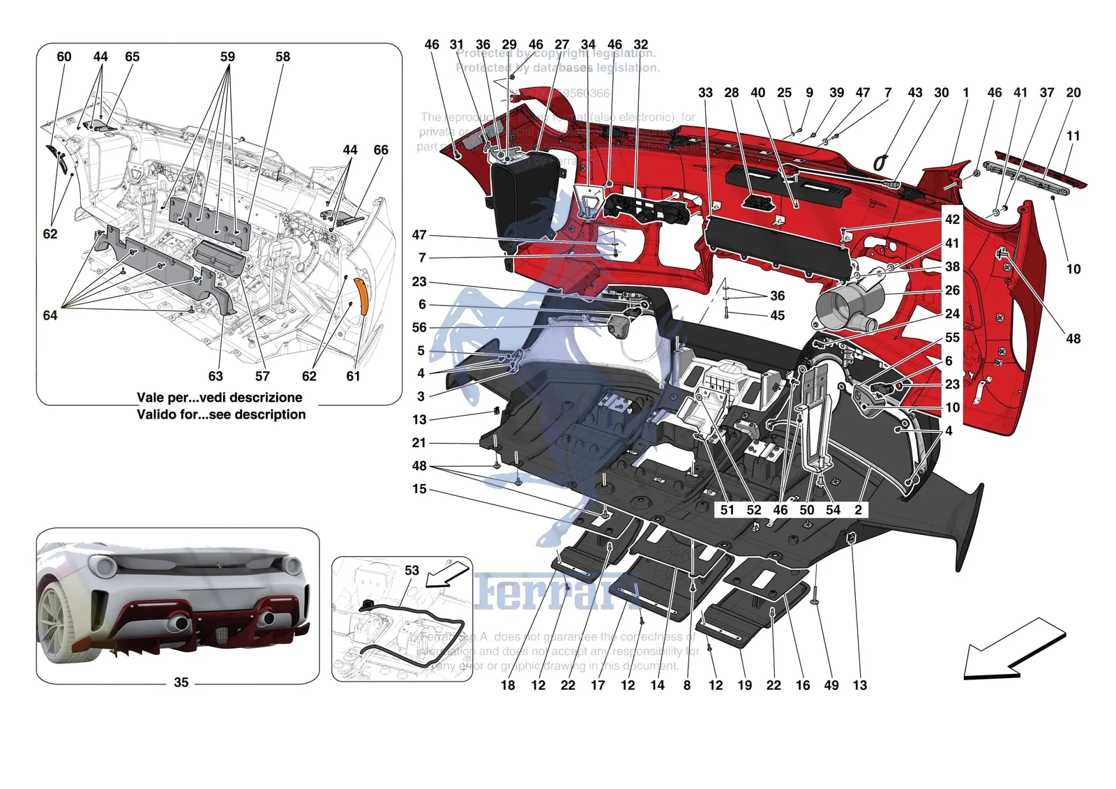 Ferrari 488 Pista [VEHICLE TRIM] - E.42 - REAR BUMPER exploded diagram
