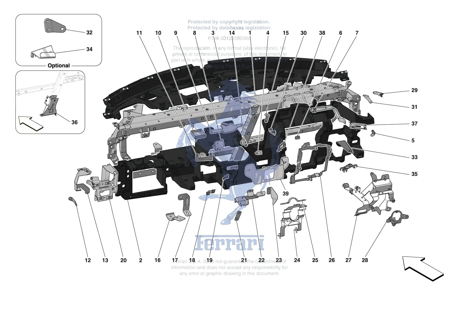 Ferrari 488 Pista [VEHICLE TRIM] - E.47.02 - DASHBOARD - SUBSTRUCTURE -Applicable for RHD- exploded diagram
