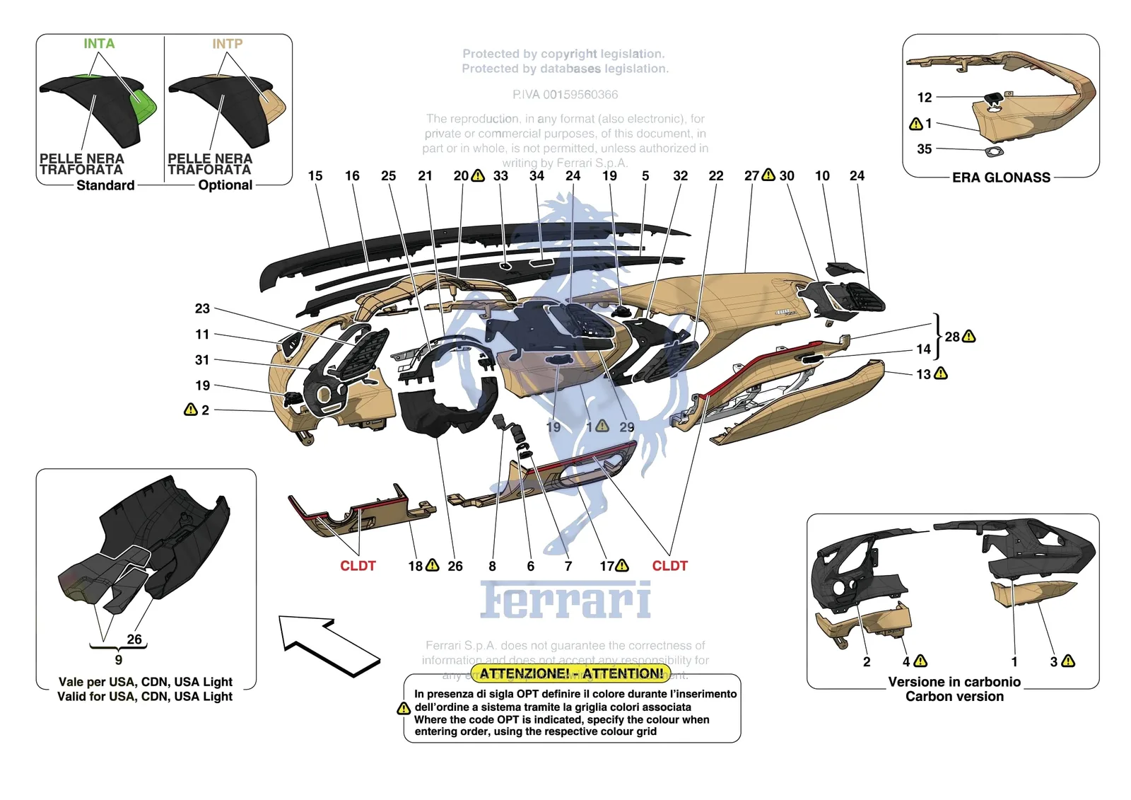 Ferrari 488 Pista [VEHICLE TRIM] - E.47.03 - DASHBOARD - TRIM -Not for RHD- exploded diagram