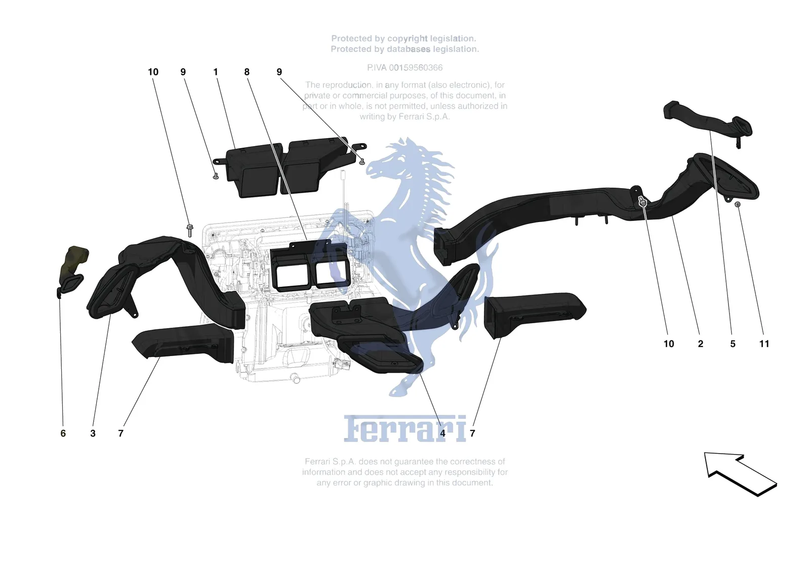 Ferrari 488 Pista [VEHICLE TRIM] - E.47.06 - DASHBOARD - DUCTS -Applicable for RHD- exploded diagram