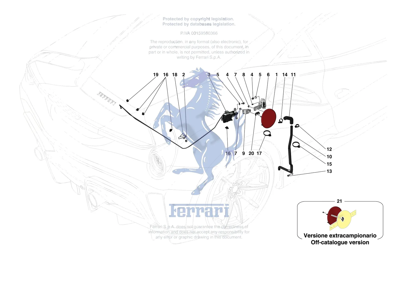 Ferrari 488 Pista [VEHICLE TRIM] - E.56 - FUEL FILLER SEAT exploded diagram