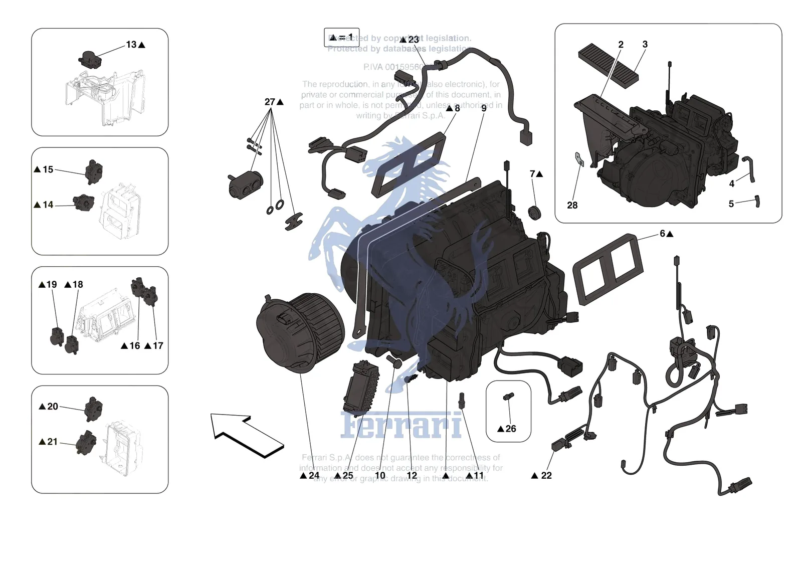 Ferrari 488 Pista [VEHICLE TRIM] - E.57.01 - AC SYSTEM - EVAPORATOR exploded diagram