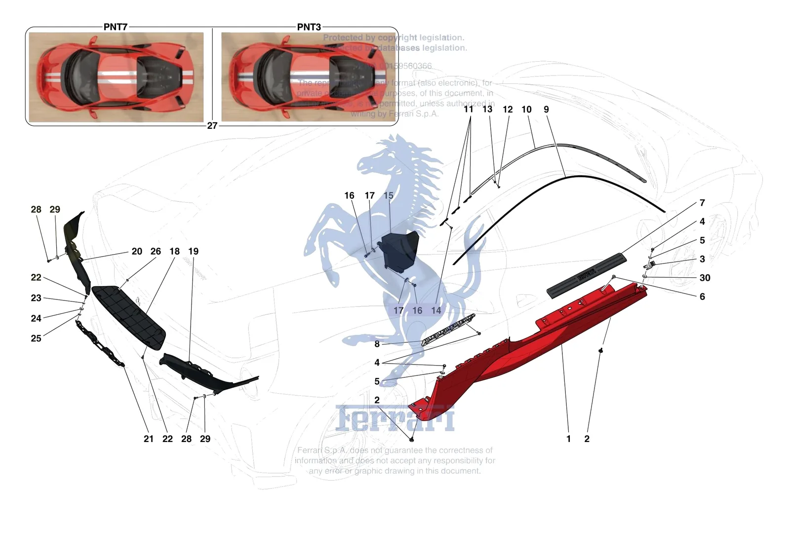 Ferrari 488 Pista [VEHICLE TRIM] - E.59 - EXTERNAL LATERAL TRIM exploded diagram