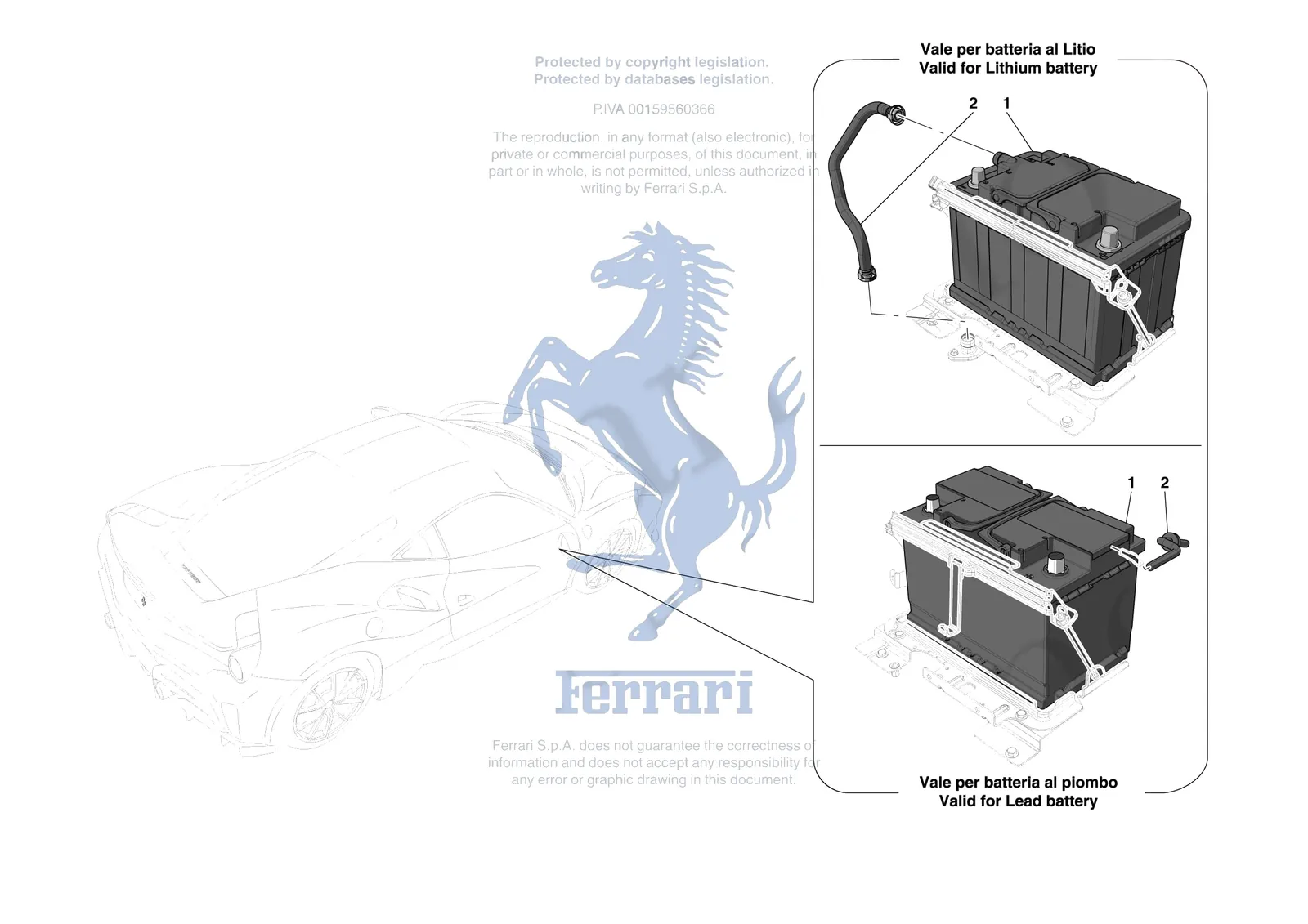 Ferrari 488 Pista [ELECTRICAL SYSTEM] - F.01 - BATTERIES exploded diagram