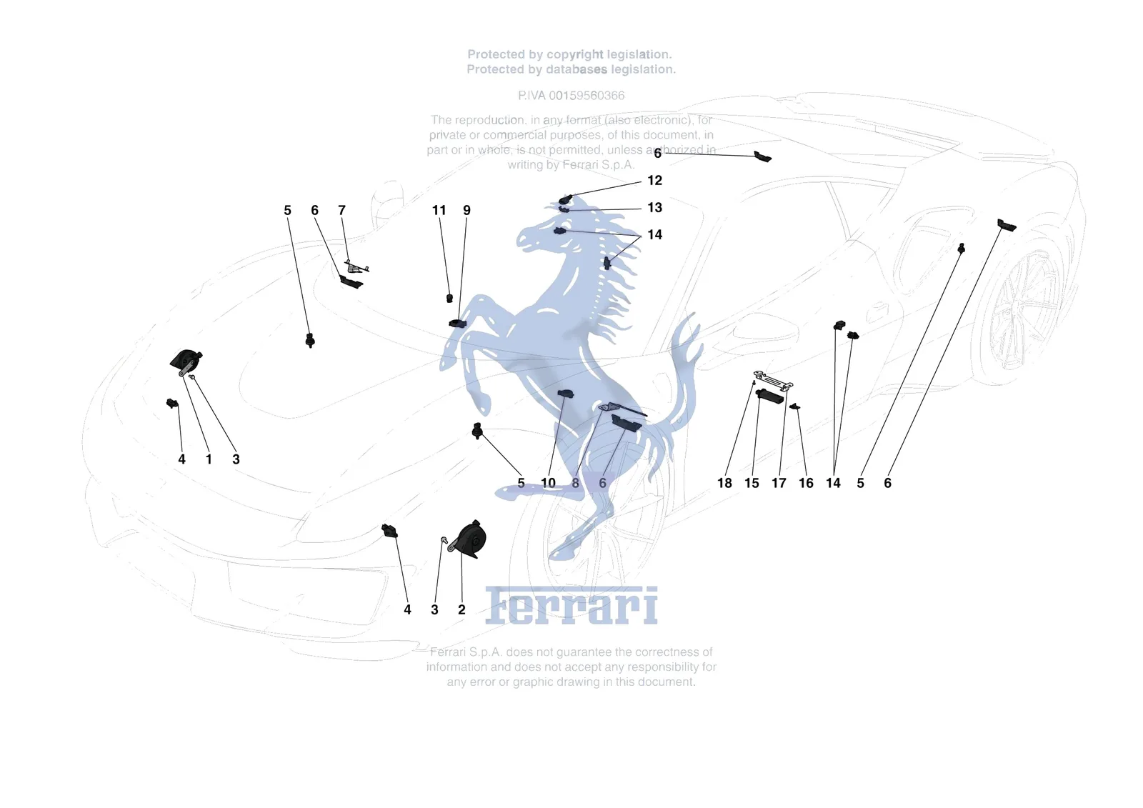 Ferrari 488 Pista [ELECTRICAL SYSTEM] - F.05 - OTHER ELECTRICAL DEVICES exploded diagram