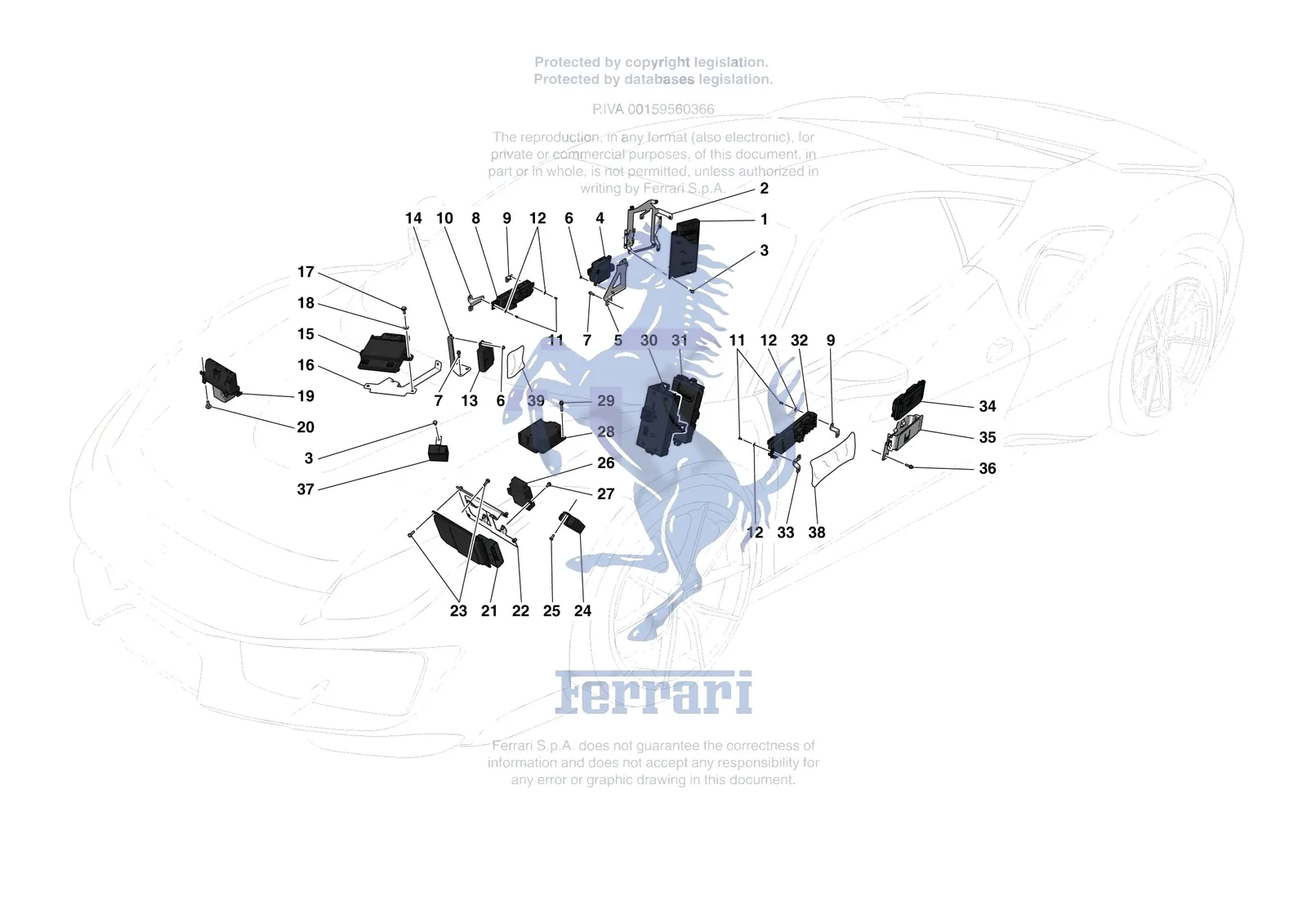 Ferrari 488 Pista [ELECTRICAL SYSTEM] - F.06 - ELECTRICAL SYSTEM CONTROL UNITS exploded diagram