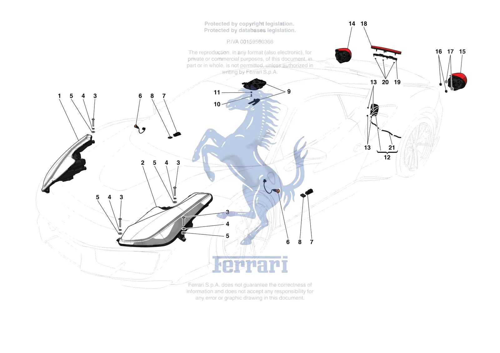 Ferrari 488 Pista [ELECTRICAL SYSTEM] - F.09 - LIGHTING SYSTEMS exploded diagram
