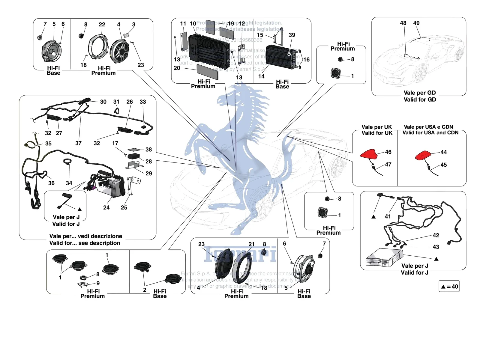 Ferrari 488 Pista [ELECTRICAL SYSTEM] - F.10 - AUDIO UNIT exploded diagram